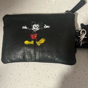 Custom Hand painted Leather wristlet Mickey